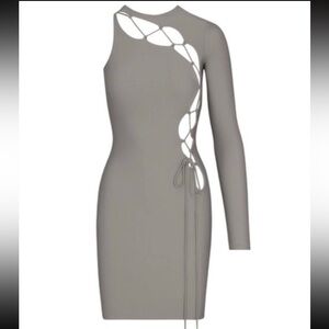 Chic One-Shoulder Gray Dress